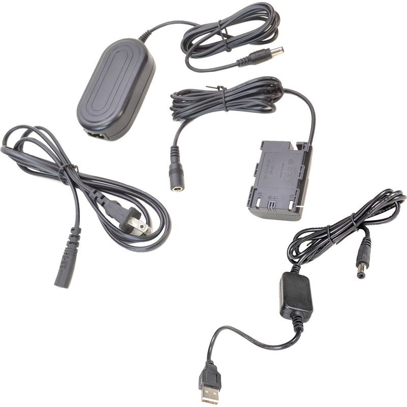 Bescor Combination DR-E6 Coupler, AC Adapter & 5V to 8V USB Adapter Cord for Use with Power Banks