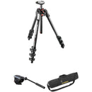 Manfrotto MVH500AH Flat Base Fluid Head, MT190CXPRO4 Tripod Legs,Padded Case Kit