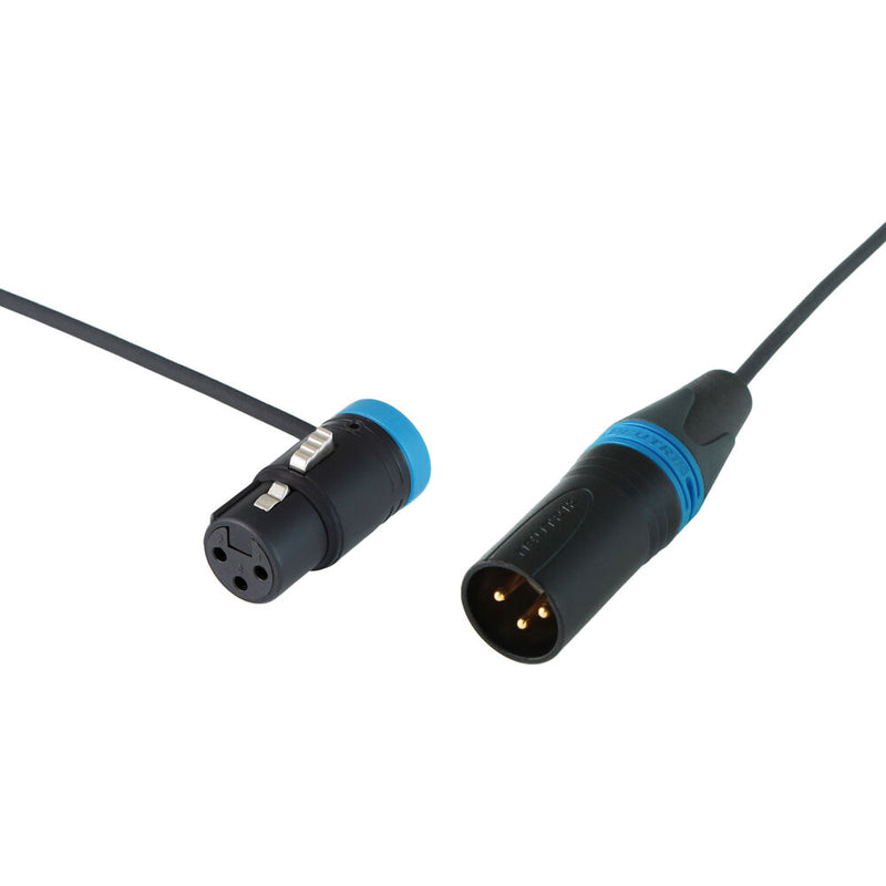 Cable Techniques Low-Profile Right-Angle XLR Female to Straight XLR Male Interconnect Cable (Blue Ring/Cap, 12")
