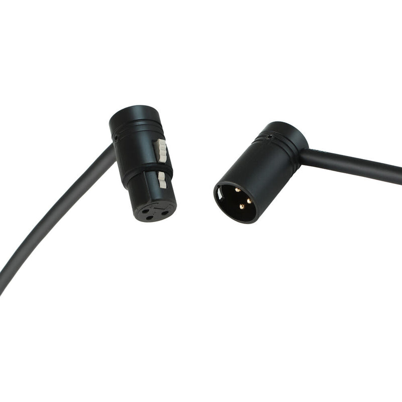 Cable Techniques Low-Profile Right-Angle XLR Female to Low-Profile Right-Angle XLR Male Stage & Studio Mic Cable (Black Caps, 6')