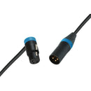 Cable Techniques Low-Profile Right-Angle XLR Female to Straight XLR Male Stage & Studio Mic Cable (Blue Ring/Cap, 25')