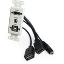 Comprehensive HDMI, USB Type-B, and 3.5mm Pigtail Pass-Through Wall Plate (White)
