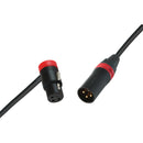 Cable Techniques Low-Profile Right-Angle XLR Female to Straight XLR Male Stage & Studio Mic Cable (Red Ring/Cap, 6')