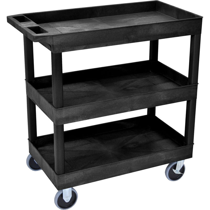 Luxor 3-Shelf Tub Cart (32 x 18", Black)