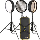 Genaray PortaSun Round Flexible Bi-Color LED 3-Light Kit with Stands and Roller Bag