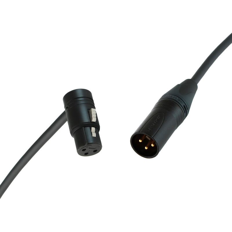 Cable Techniques Low-Profile Right-Angle XLR Female to Straight XLR Male Premium QUAD Cable (Black Cap, 15')