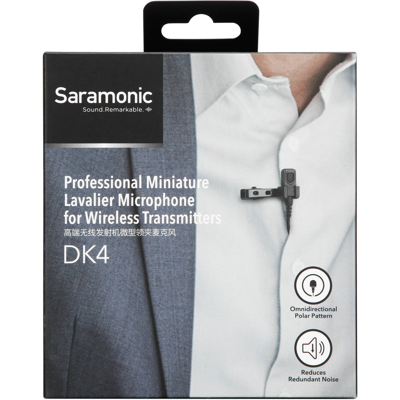 Saramonic DK4D Professional Broadcast Omnidirectional Lavalier Microphone for Lectrosonics Transmitters (Locking TA5F Connector)