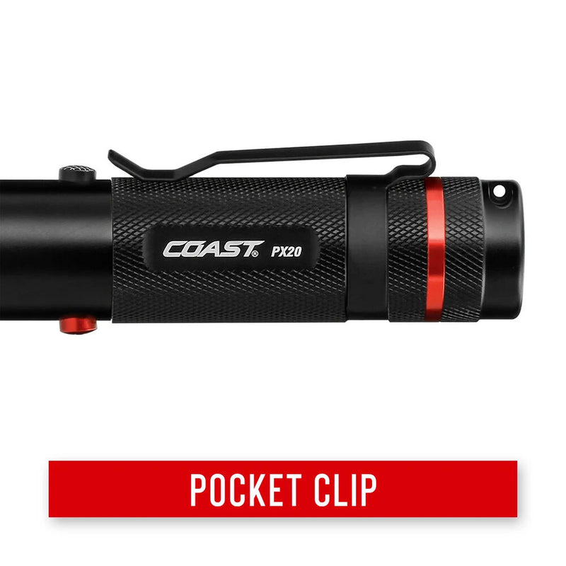 COAST PX20 Bull's-Eye Spot Beam White/Red LED Flashlight (Sporting Goods Clamshell Packaging)