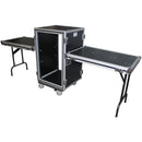 ProX T-16RSPWDT Shockproof Amplifier Rack Case with Casters and Two Side Tables (16 RU, 19" Depth)