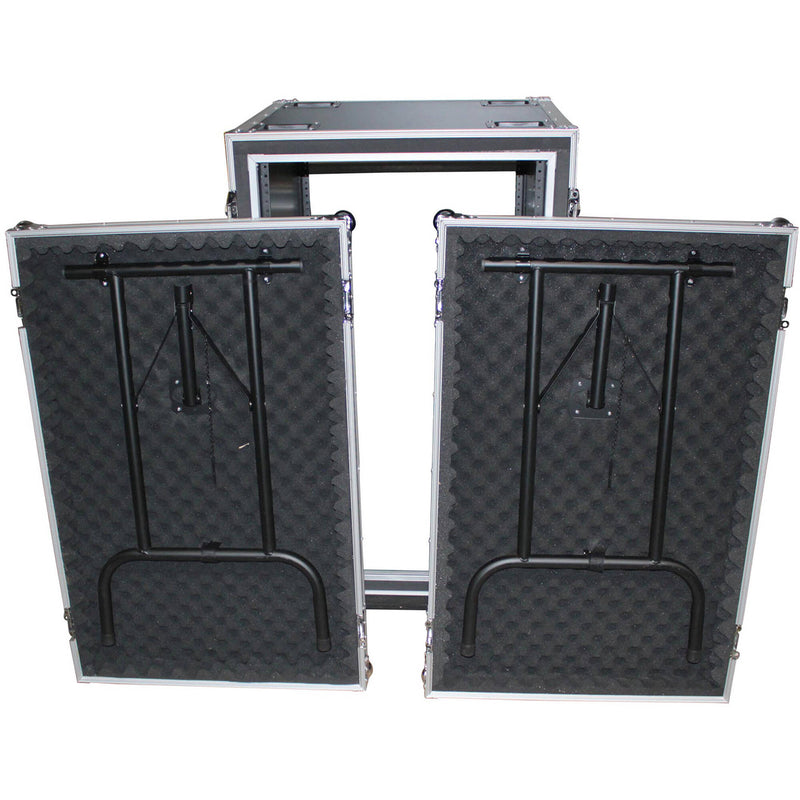 ProX T-16RSPWDT Shockproof Amplifier Rack Case with Casters and Two Side Tables (16 RU, 19" Depth)