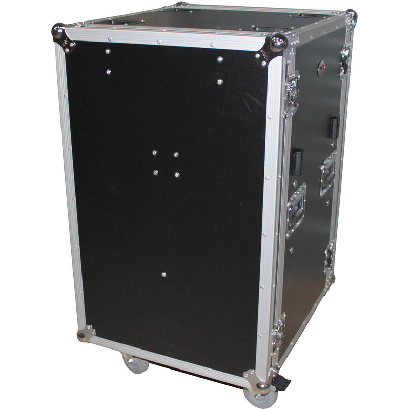 ProX T-16RSPWDT Shockproof Amplifier Rack Case with Casters and Two Side Tables (16 RU, 19" Depth)