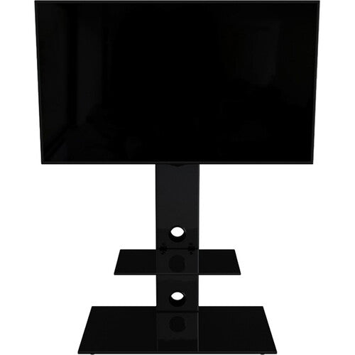 AVF Group Lesina Flat Pedestal TV Stand (Black with Black Glass)