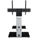 AVF Group Lesina Flat Pedestal TV Stand (Silver with Black Glass)