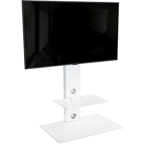 AVF Group Lesina Flat Pedestal TV Stand (Satin White with White Glass)