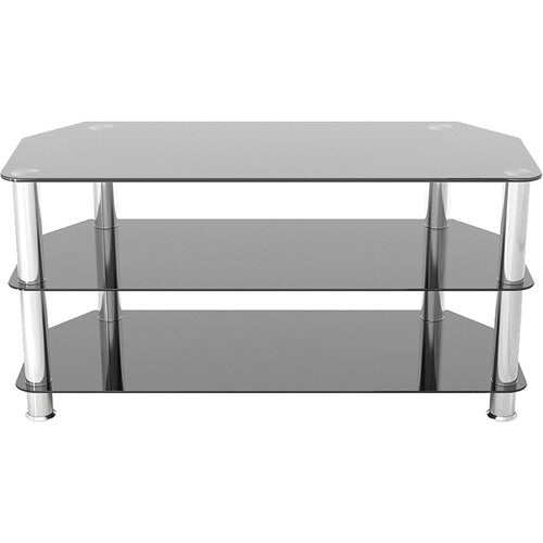 AVF Group 39" Classic Corner Glass TV Stand (Chrome with Black Glass)