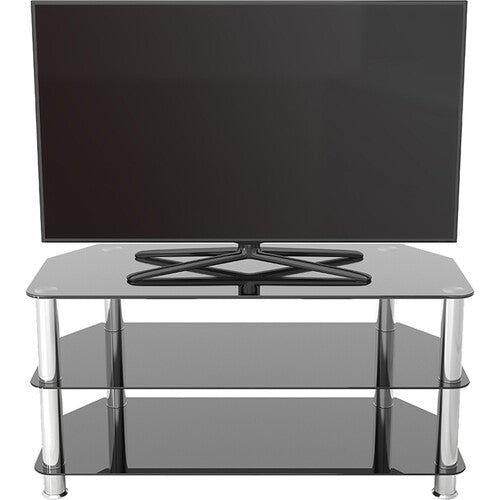 AVF Group 39" Classic Corner Glass TV Stand (Chrome with Black Glass)