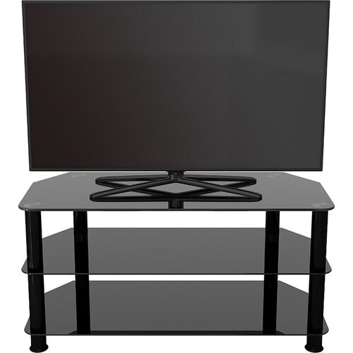 AVF Group 39" Classic Corner Glass TV Stand (Black with Black Glass)