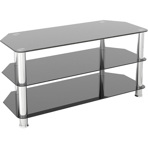 AVF Group 39" Classic Corner Glass TV Stand (Chrome with Black Glass)