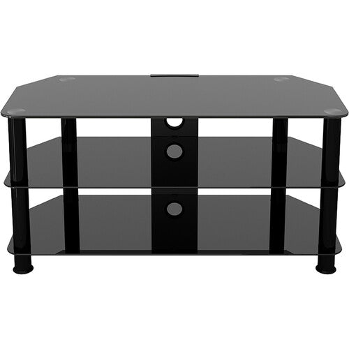 AVF Group 39" Classic Corner Glass TV Stand with Cable Management (Black with Black Glass)