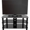 AVF Group 39" Classic Corner Glass TV Stand with Cable Management (Black with Black Glass)