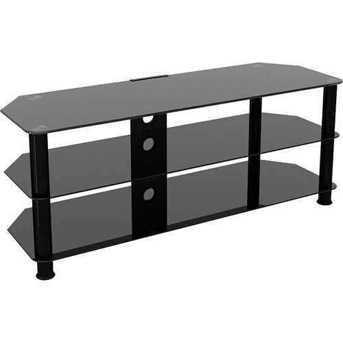 AVF Group 49" Classic Corner Glass TV Stand with Cable Management (Black with Black Glass)