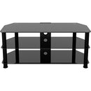 AVF Group 45" Classic Corner Glass TV Stand with Cable Management (Black with Black Glass)