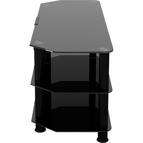 AVF Group 45" Classic Corner Glass TV Stand with Cable Management (Black with Black Glass)