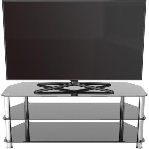 AVF Group 49" Classic Corner Glass TV Stand (Chrome with Black Glass)