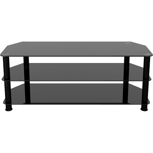 AVF Group 49" Classic Corner Glass TV Stand (Black with Black Glass)