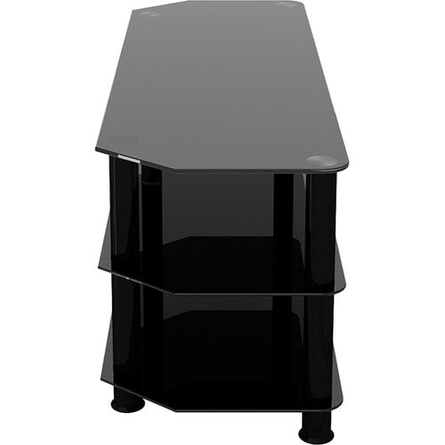 AVF Group 49" Classic Corner Glass TV Stand (Black with Black Glass)