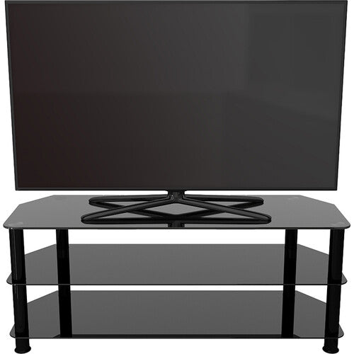 AVF Group 49" Classic Corner Glass TV Stand (Black with Black Glass)