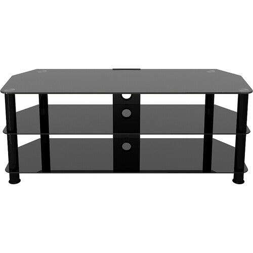 AVF Group 49" Classic Corner Glass TV Stand with Cable Management (Black with Black Glass)