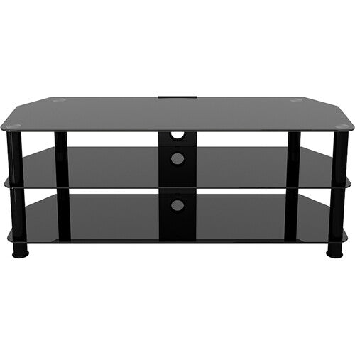 AVF Group 49" Classic Corner Glass TV Stand with Cable Management (Black with Black Glass)
