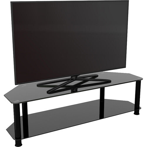 AVF Group Classic Corner Glass TV Stand (Black with Black Glass)