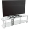 AVF Group Classic Corner Glass TV Stand with Cable Management (Chrome Effect with Clear Glass)