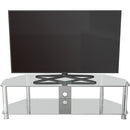 AVF Group Classic Corner Glass TV Stand with Cable Management (Chrome Effect with Clear Glass)