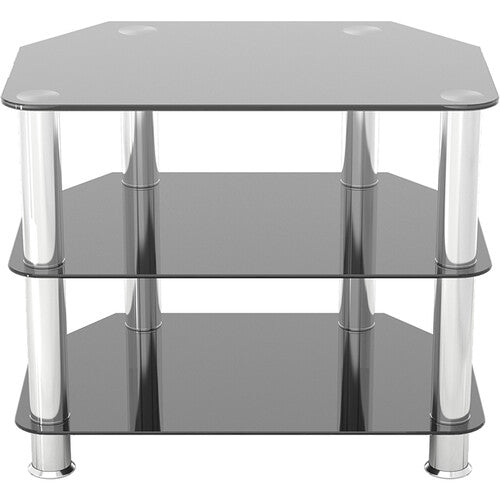 AVF Group 24" Classic Corner Glass TV Stand (Chrome with Black Glass)