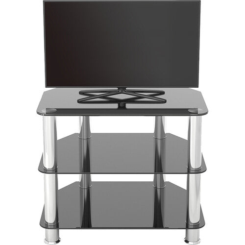 AVF Group 24" Classic Corner Glass TV Stand (Chrome with Black Glass)