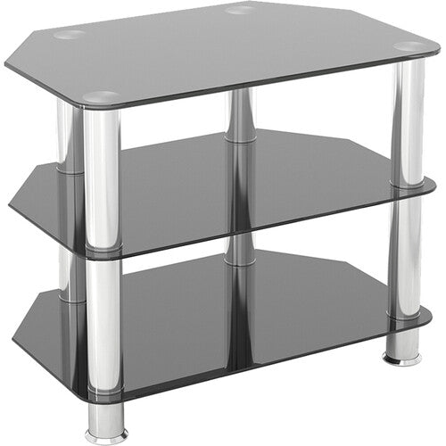 AVF Group 24" Classic Corner Glass TV Stand (Chrome with Black Glass)