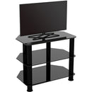 AVF Group 24" Classic Corner Glass TV Stand (Black with Black Glass)