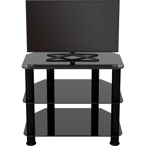 AVF Group 24" Classic Corner Glass TV Stand (Black with Black Glass)