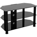 AVF Group 32" Classic Corner Glass TV Stand with Cable Management (Black with Black Glass)