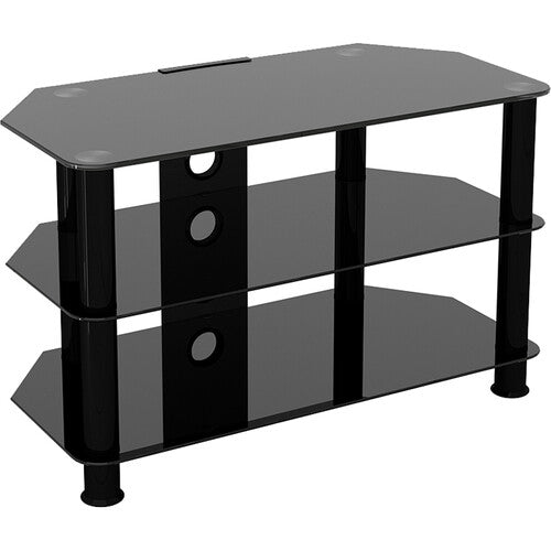 AVF Group 32" Classic Corner Glass TV Stand with Cable Management (Black with Black Glass)