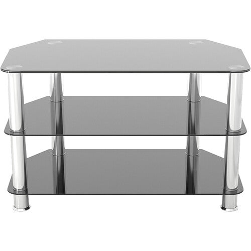 AVF Group 32" Classic Corner Glass TV Stand (Chrome with Black Glass)