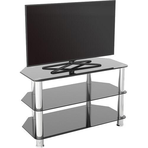 AVF Group 32" Classic Corner Glass TV Stand (Chrome with Black Glass)