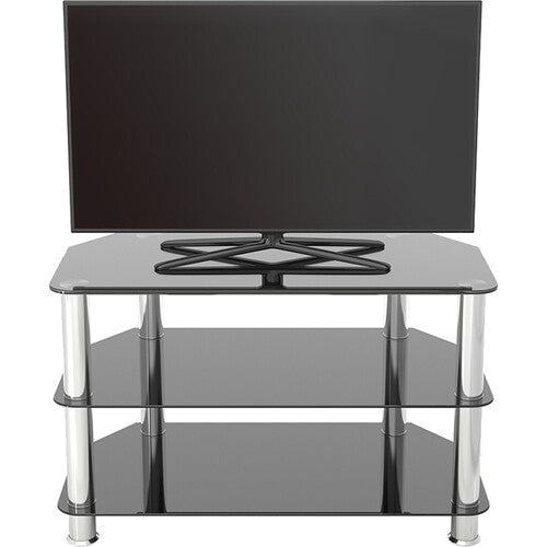 AVF Group 32" Classic Corner Glass TV Stand (Chrome with Black Glass)