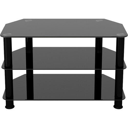 AVF Group 32" Classic Corner Glass TV Stand (Black with Black Glass)