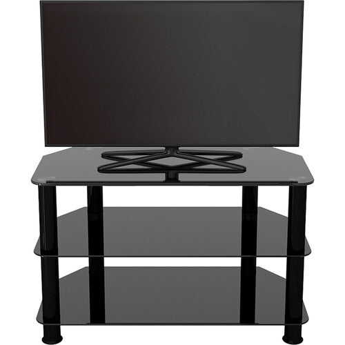 AVF Group 32" Classic Corner Glass TV Stand (Black with Black Glass)