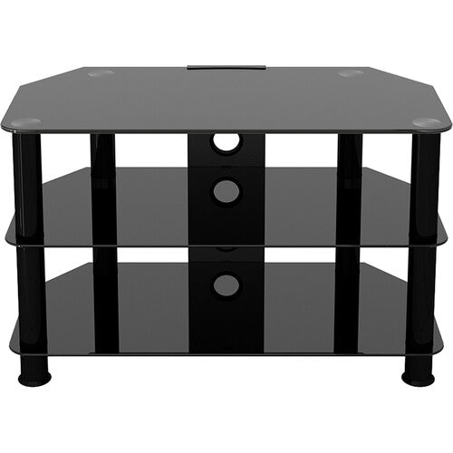 AVF Group 32" Classic Corner Glass TV Stand with Cable Management (Black with Black Glass)