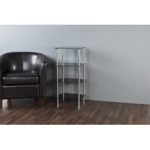 AVF Group S44-A 4-Tier Square Glass Shelving Unit